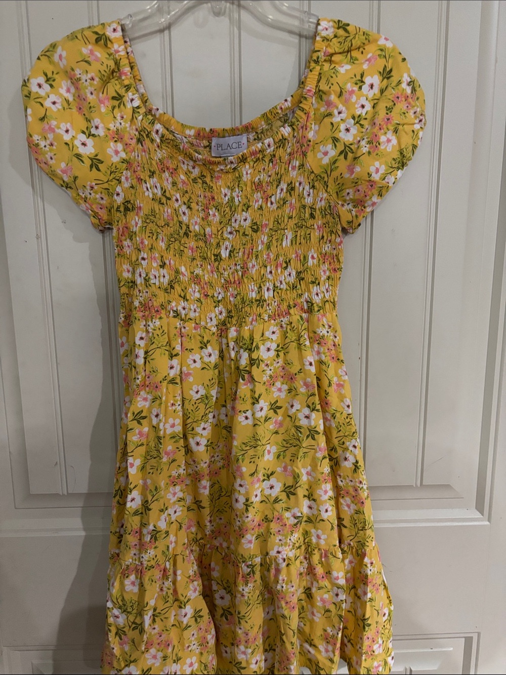 The Children's Place Yellow Floral Smocked Puff-Sleeve Dress